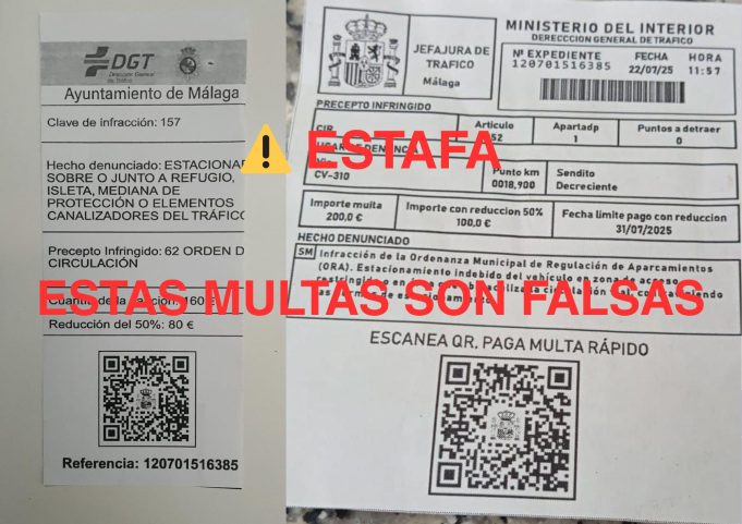 La Policía Local advierte de un fraude que utiliza la imagen del Ministerio del Interior y la DGT para estafar con multas falsas